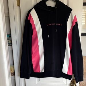 Armani Exchange Navy Hoodie with Pink and White Panels
